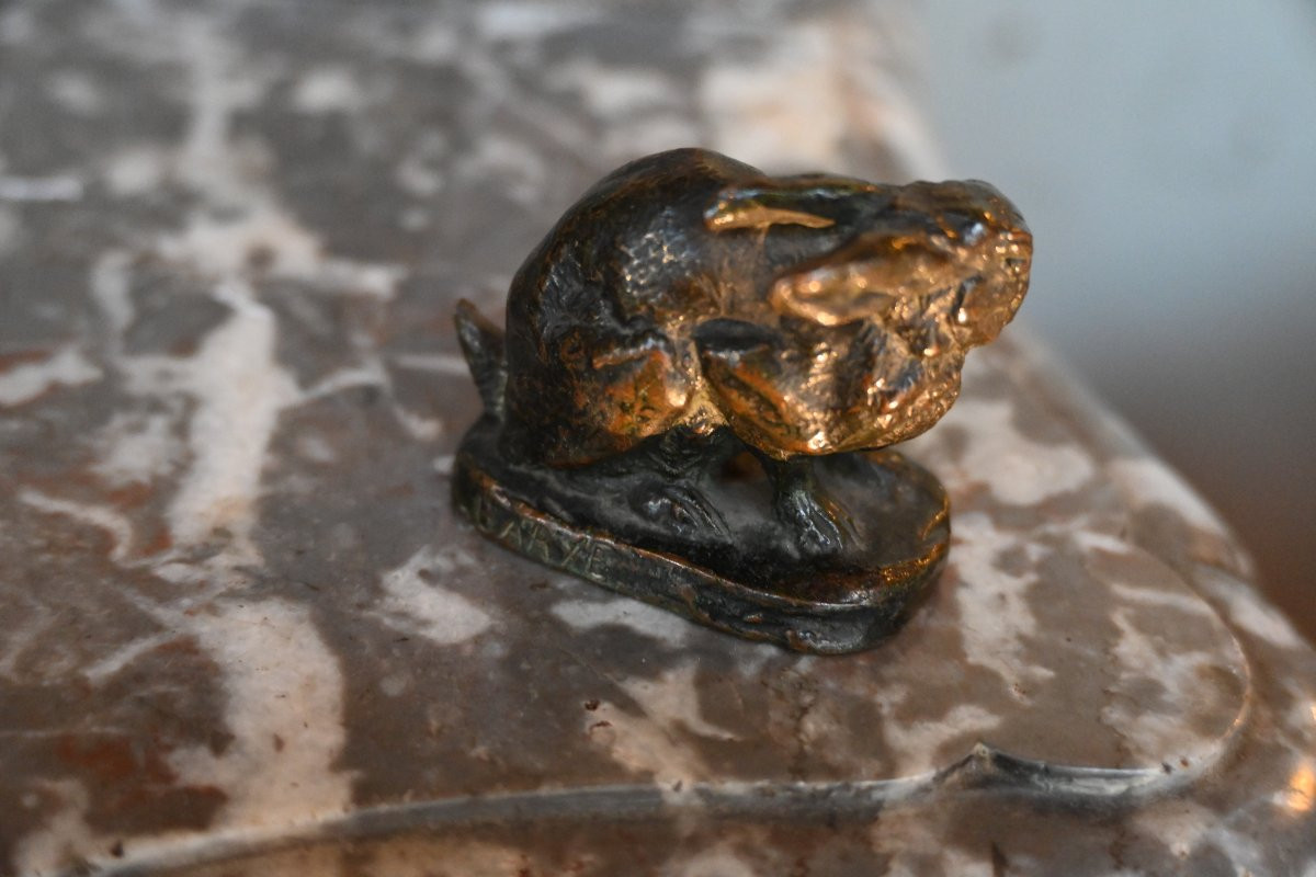 Barye, Small Bronze, The Frightened Hare, Barbedienne -photo-4