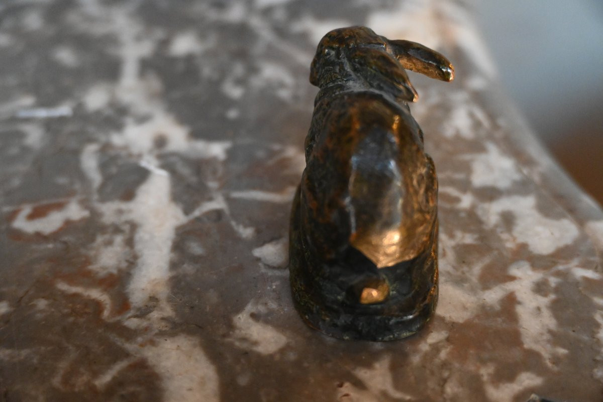 Barye, Small Bronze, The Frightened Hare, Barbedienne -photo-1