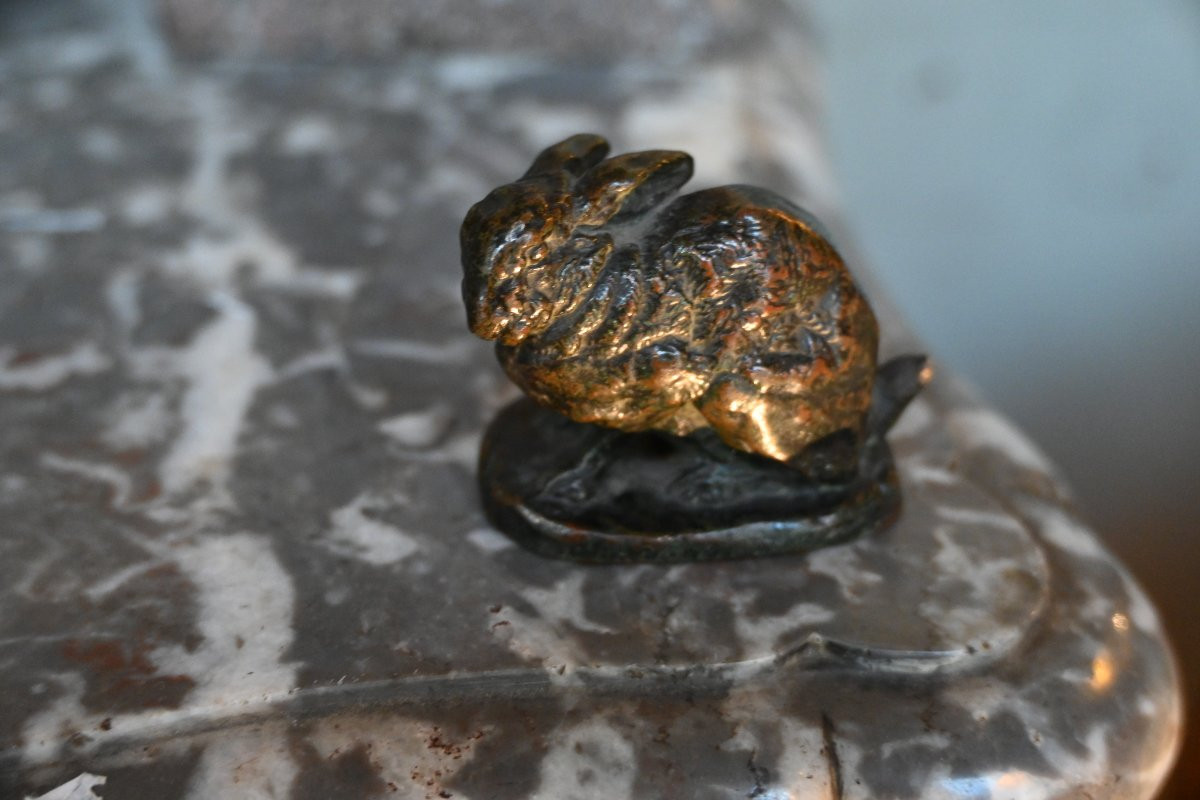 Barye, Small Bronze, The Frightened Hare, Barbedienne -photo-2