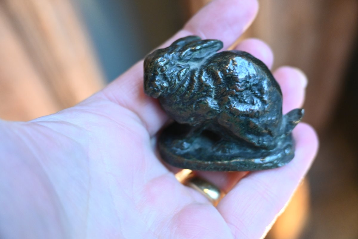 Barye, Small Bronze, The Frightened Hare, Barbedienne -photo-5