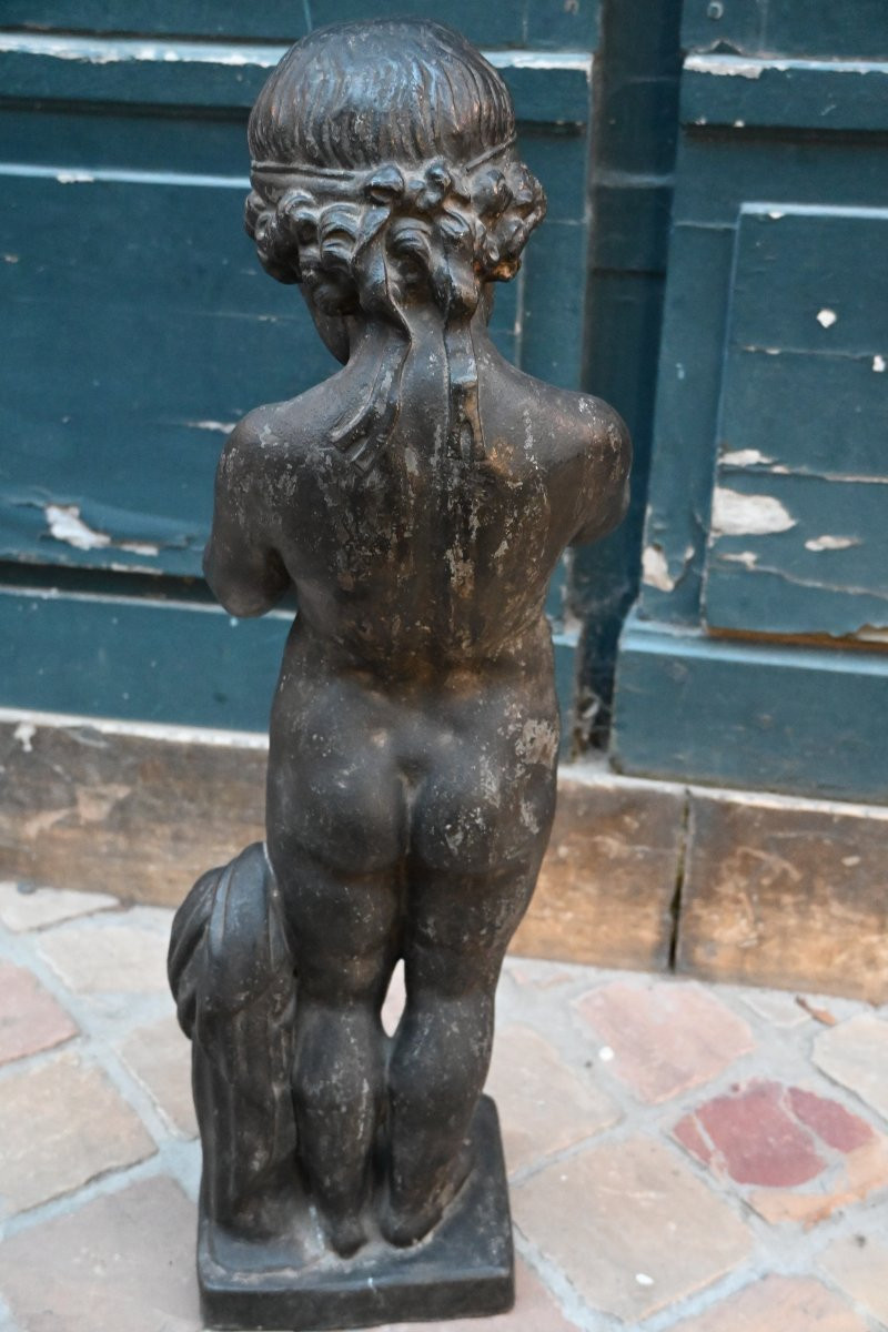 Sculpture en plomb de jardin jeune garçon à l oiseau d après Bridan-photo-5