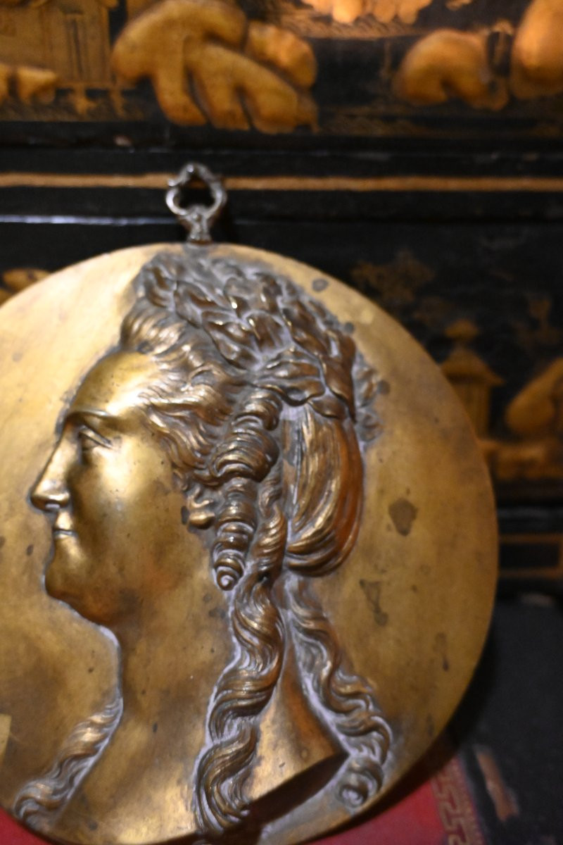 Catherine II Of Russia Bronze Medallion, 18th Century-photo-3