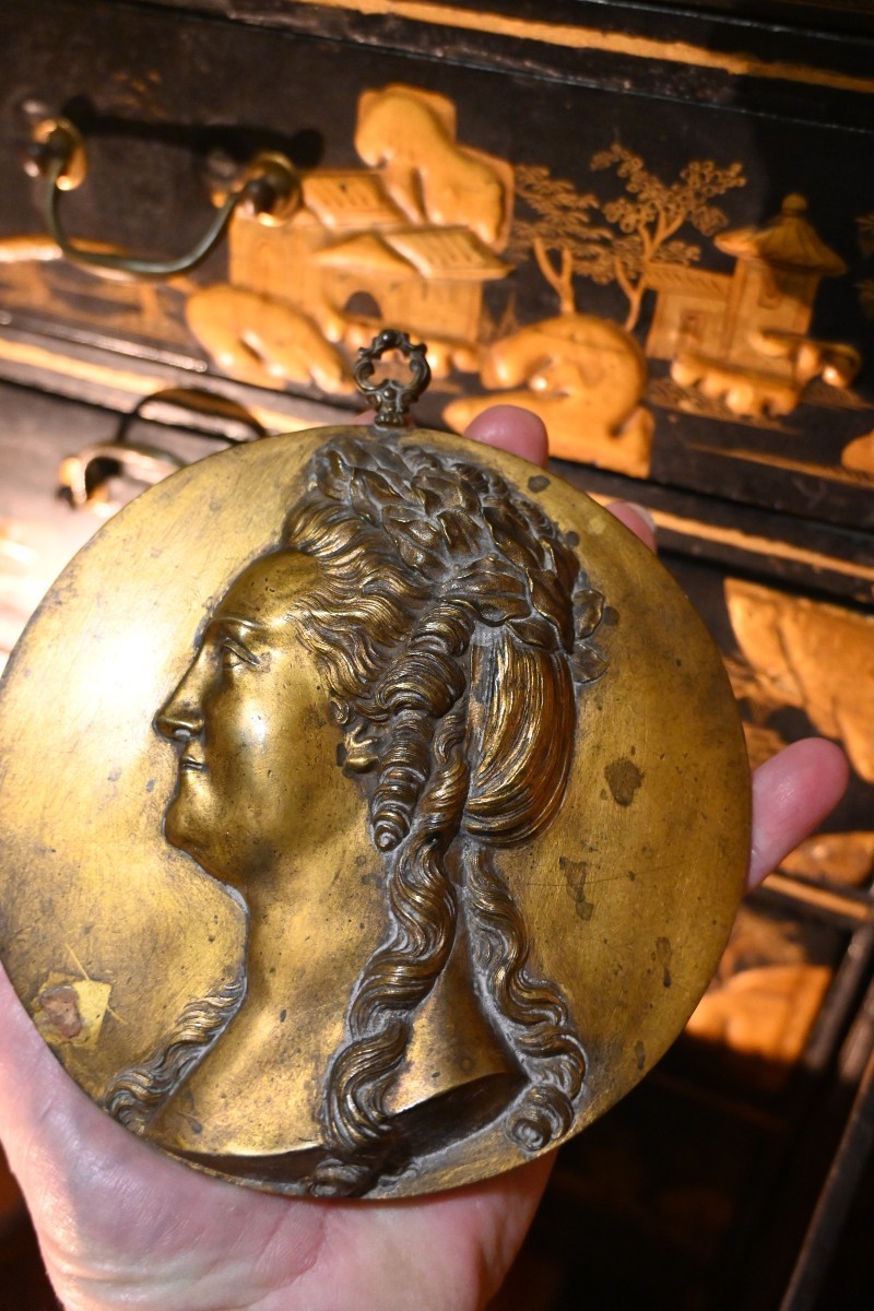 Catherine II Of Russia Bronze Medallion, 18th Century-photo-2