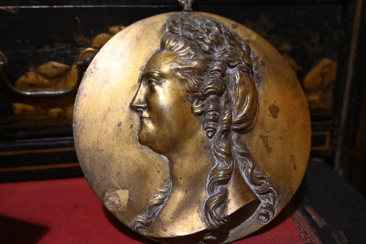 Catherine II Of Russia Bronze Medallion, 18th Century-photo-1