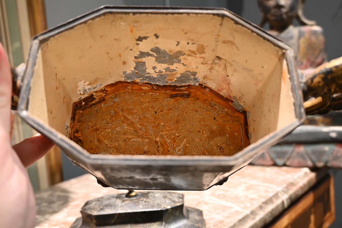 Oeufrier en tôle peinte d époque Restauration XIX-photo-3