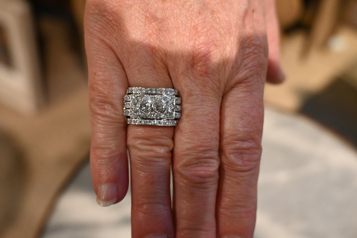 Elégante bague en or blanc et diamants vers 1940-photo-3