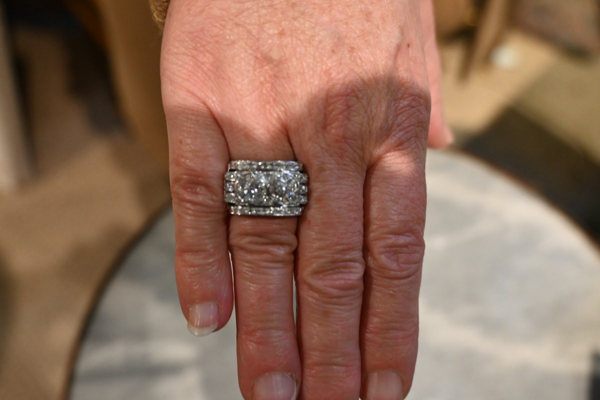 Elégante bague en or blanc et diamants vers 1940-photo-3