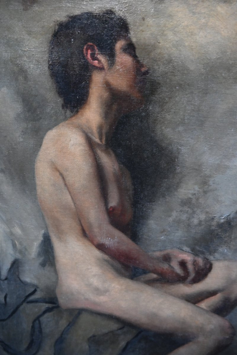 Academy Of A Nude Young Man, 19th Century Canvas-photo-2
