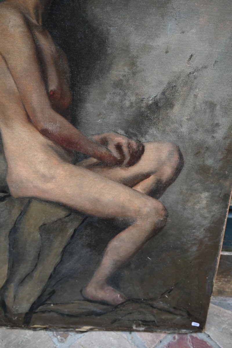 Academy Of A Nude Young Man, 19th Century Canvas-photo-4