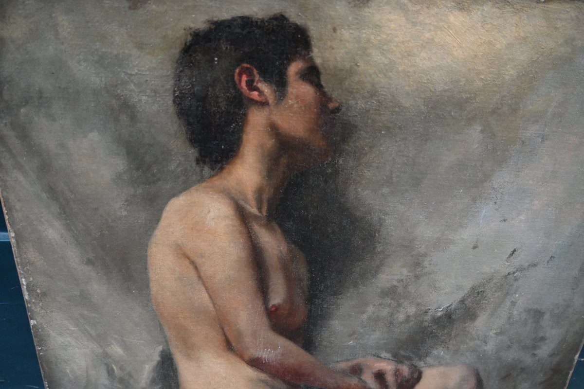 Academy Of A Nude Young Man, 19th Century Canvas-photo-2