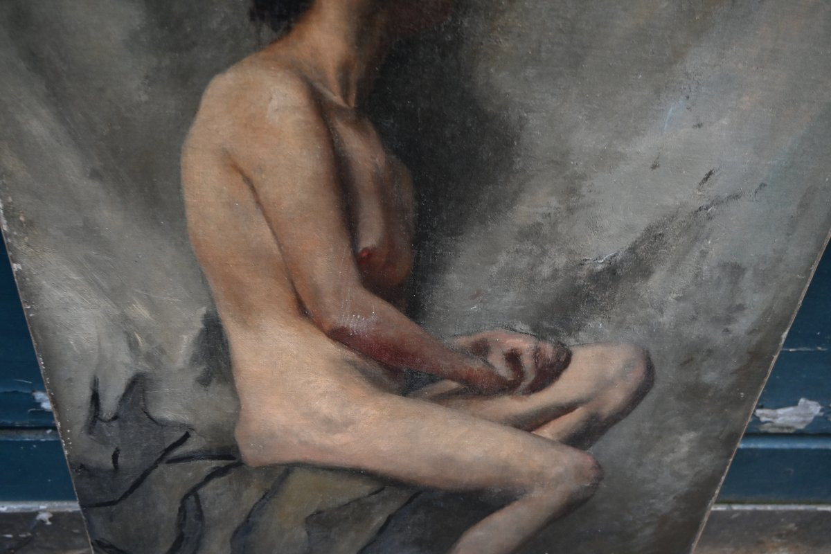 Academy Of A Nude Young Man, 19th Century Canvas-photo-3