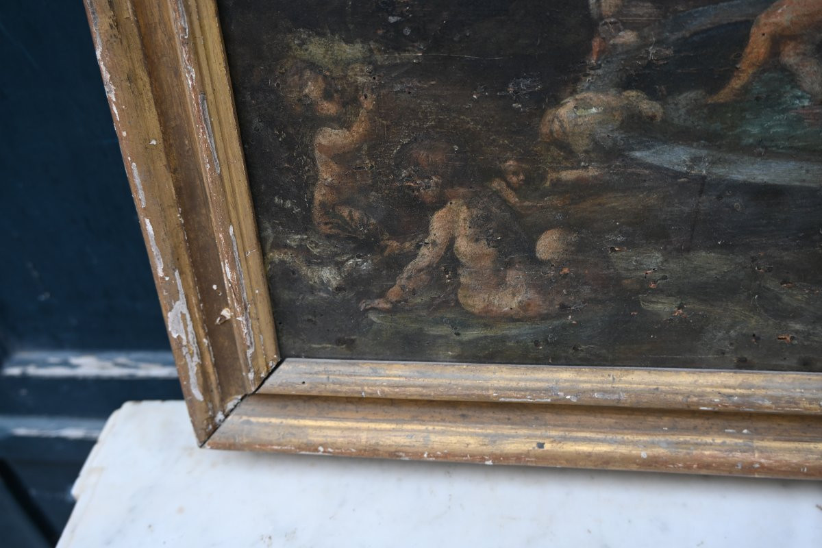 Italian School Circa 1700, The Bath Of The Putti-photo-1
