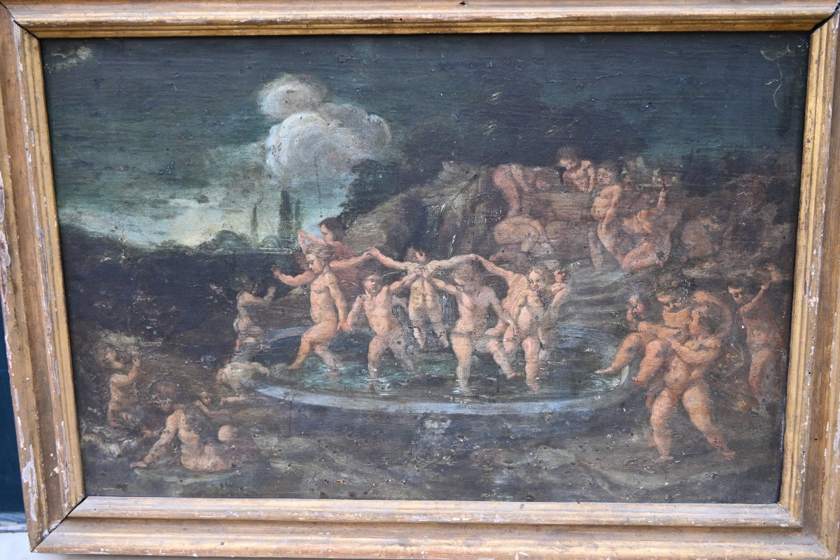 Italian School Circa 1700, The Bath Of The Putti-photo-3