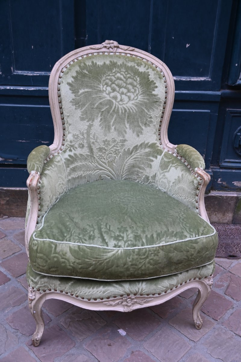 Louis XV Period Lacquered Wood Bergère Chair Stamped By Remy -photo-2