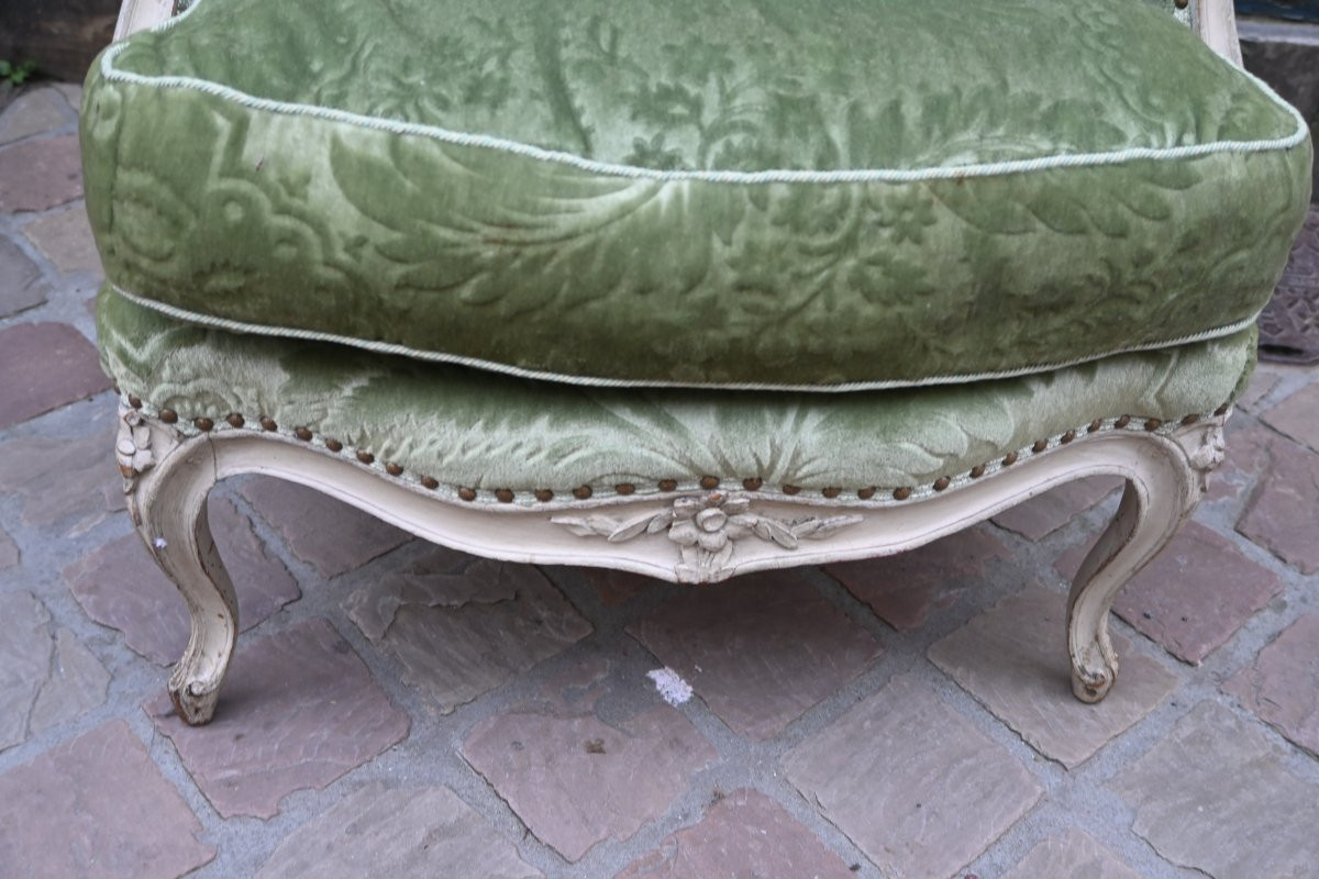 Louis XV Period Lacquered Wood Bergère Chair Stamped By Remy -photo-3