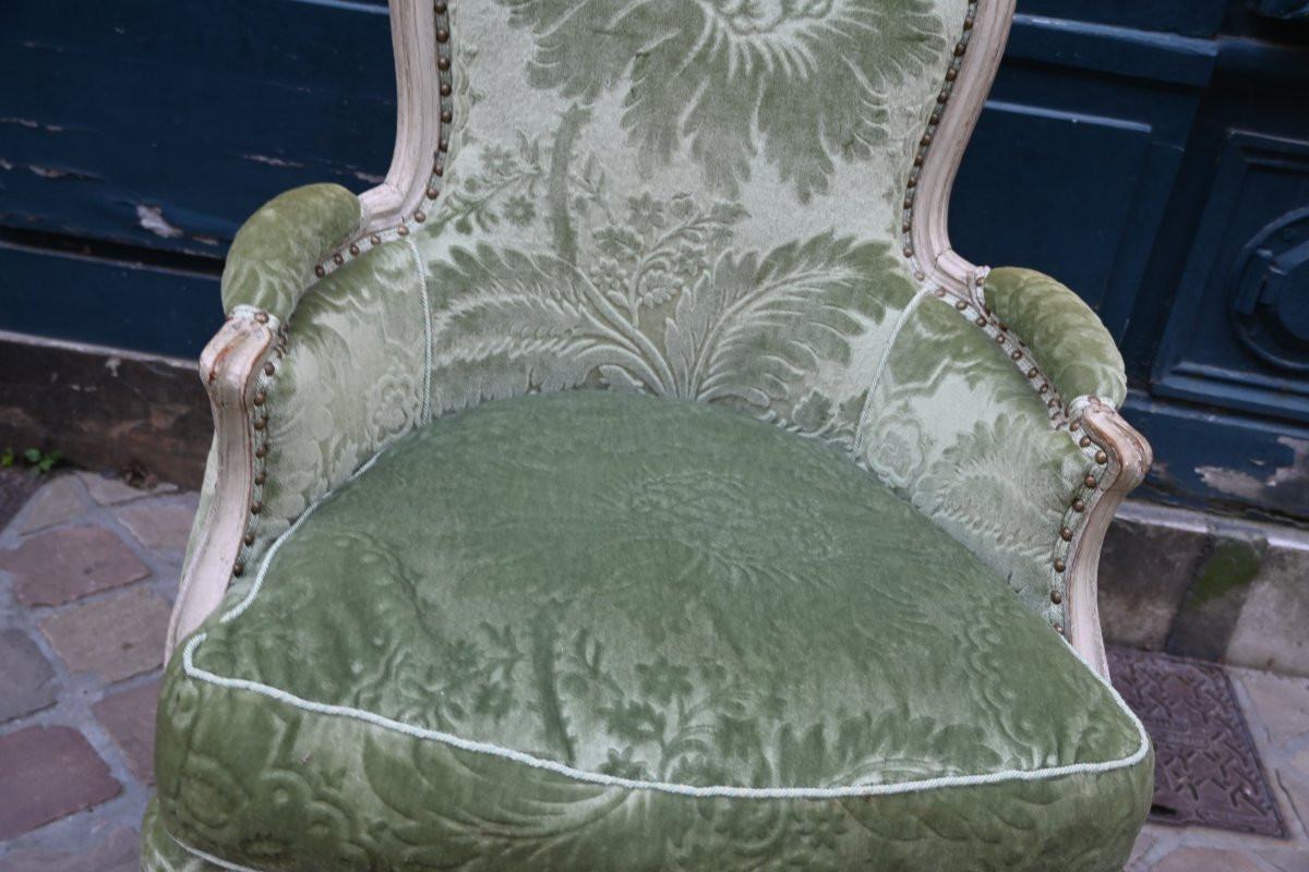 Louis XV Period Lacquered Wood Bergère Chair Stamped By Remy -photo-5