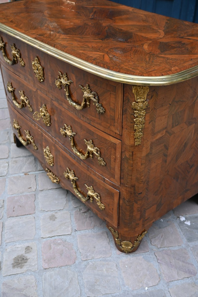 Louis XIV Period Chest Of Drawers, Early 18th-century Wooden Top-photo-2