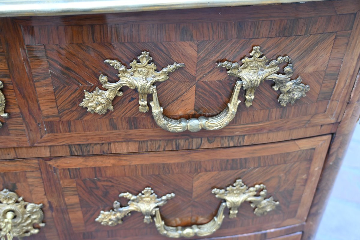 Louis XIV Period Chest Of Drawers, Early 18th-century Wooden Top-photo-3