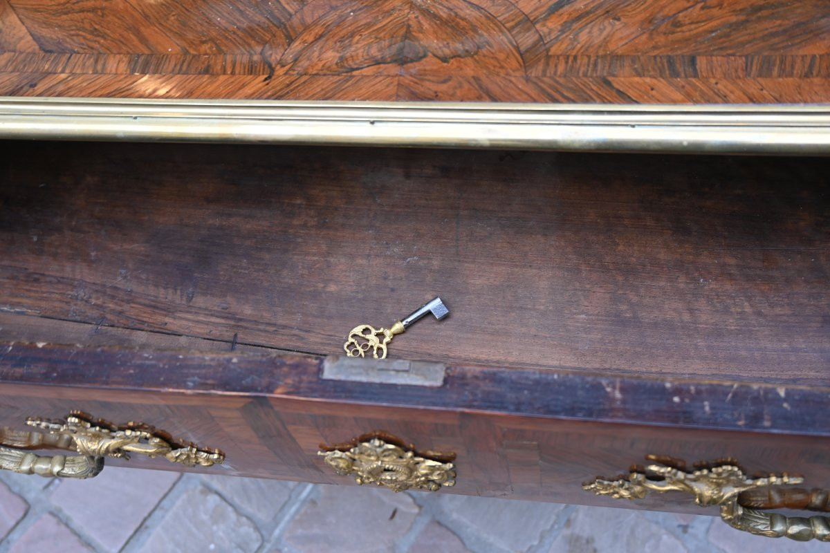 Louis XIV Period Chest Of Drawers, Early 18th-century Wooden Top-photo-8