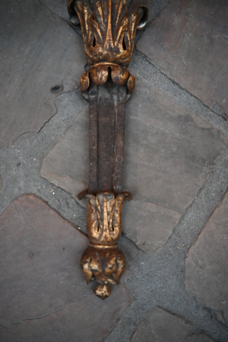 Wrought Iron And Gilt Sheet Metal Wall Light In The Directoire Style-photo-3