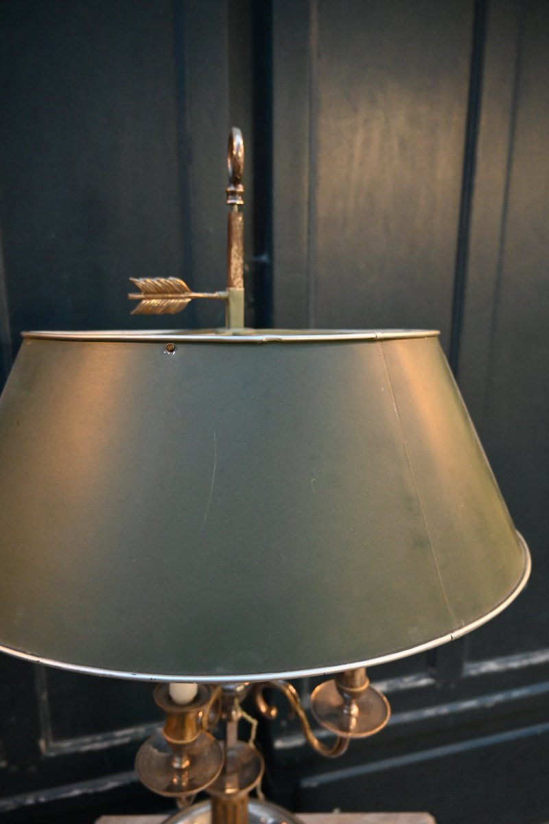 Important Louis XVI Style Silver-plated Metal Bouillotte Lamp-photo-1