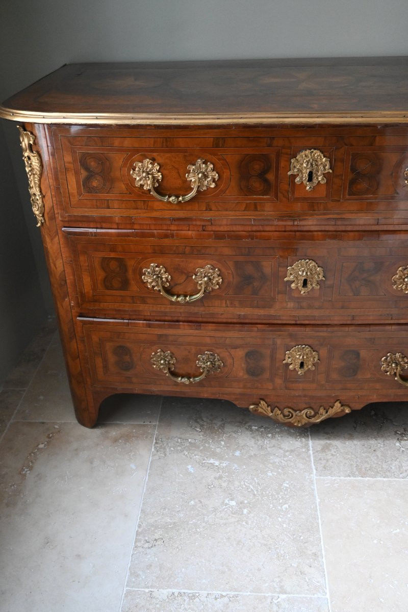 Louis XIV Period Veneered Wood Chest Of Drawers From The Early 18th Century. Axe -photo-3