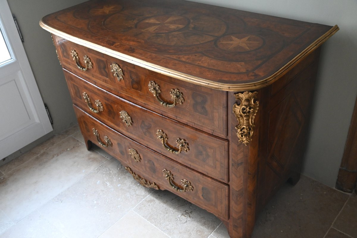 Louis XIV Period Veneered Wood Chest Of Drawers From The Early 18th Century. Axe -photo-6