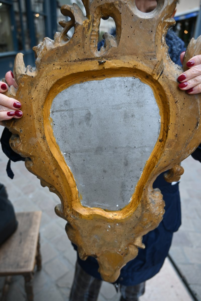 Pair Of Polychrome Painted Baroque Mirrors, Italy, 18th Century, Naples-photo-2
