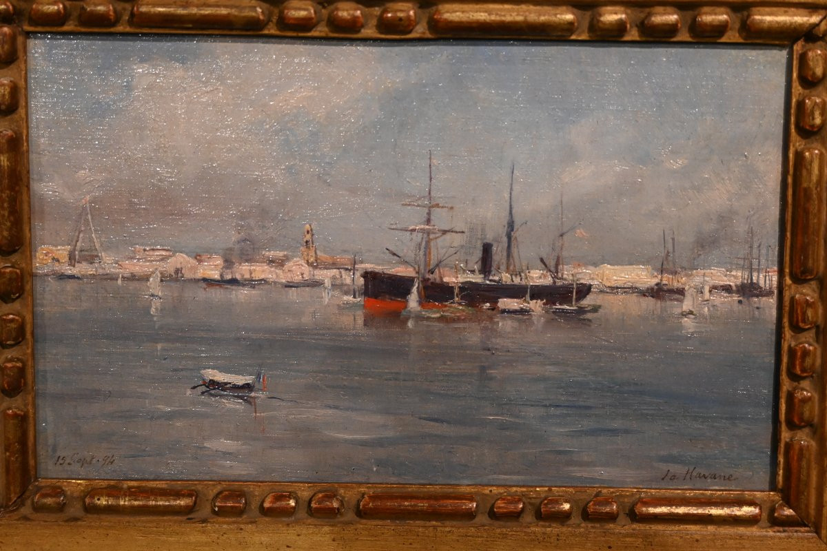 La Havane , rare représentation de la ville de la capitale de Cuba , huile sur carton-photo-2