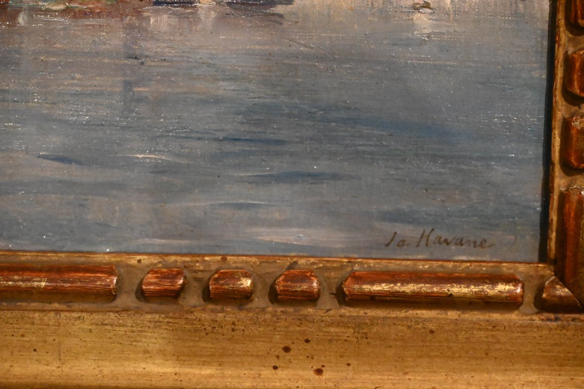 La Havane , rare représentation de la ville de la capitale de Cuba , huile sur carton-photo-4