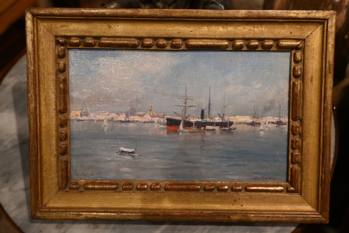 La Havane , rare représentation de la ville de la capitale de Cuba , huile sur carton-photo-4