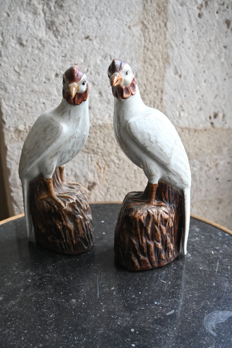 Pair Of Chinese Porcelain Birds, 20th Century-photo-2