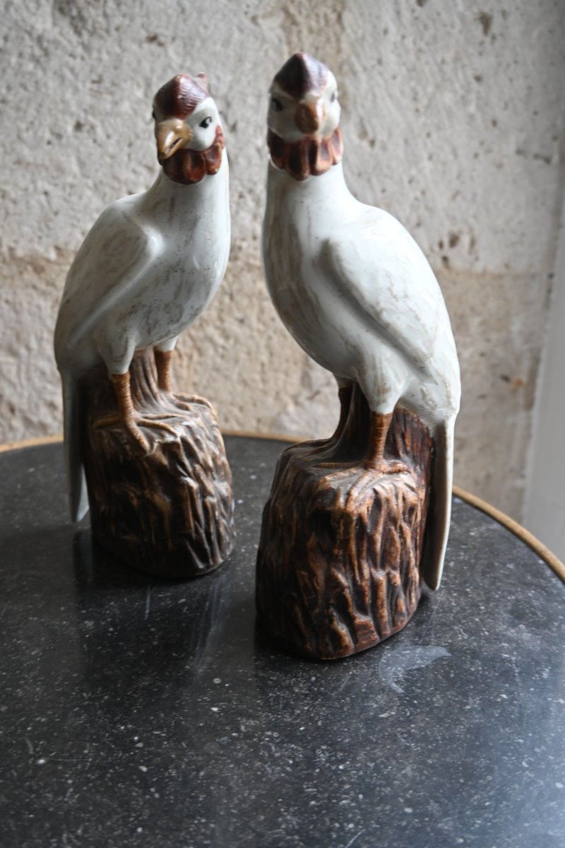 Pair Of Chinese Porcelain Birds, 20th Century-photo-4