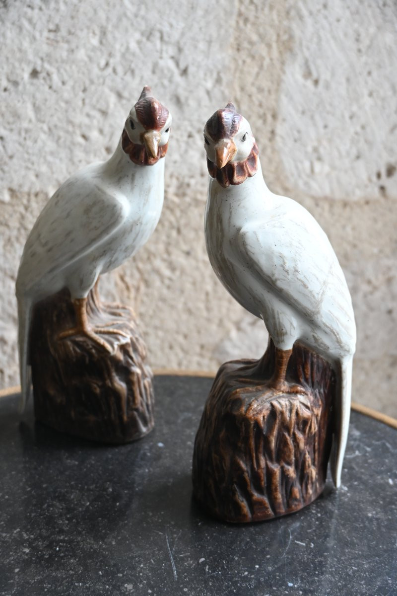 Pair Of Chinese Porcelain Birds, 20th Century-photo-5