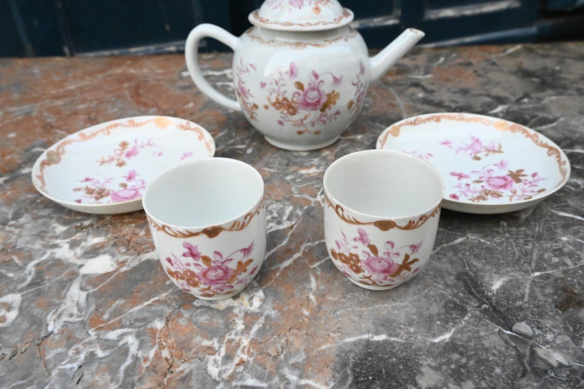 East India Company, Famille Rose Tête-à-tête Porcelain, 18th Century-photo-3