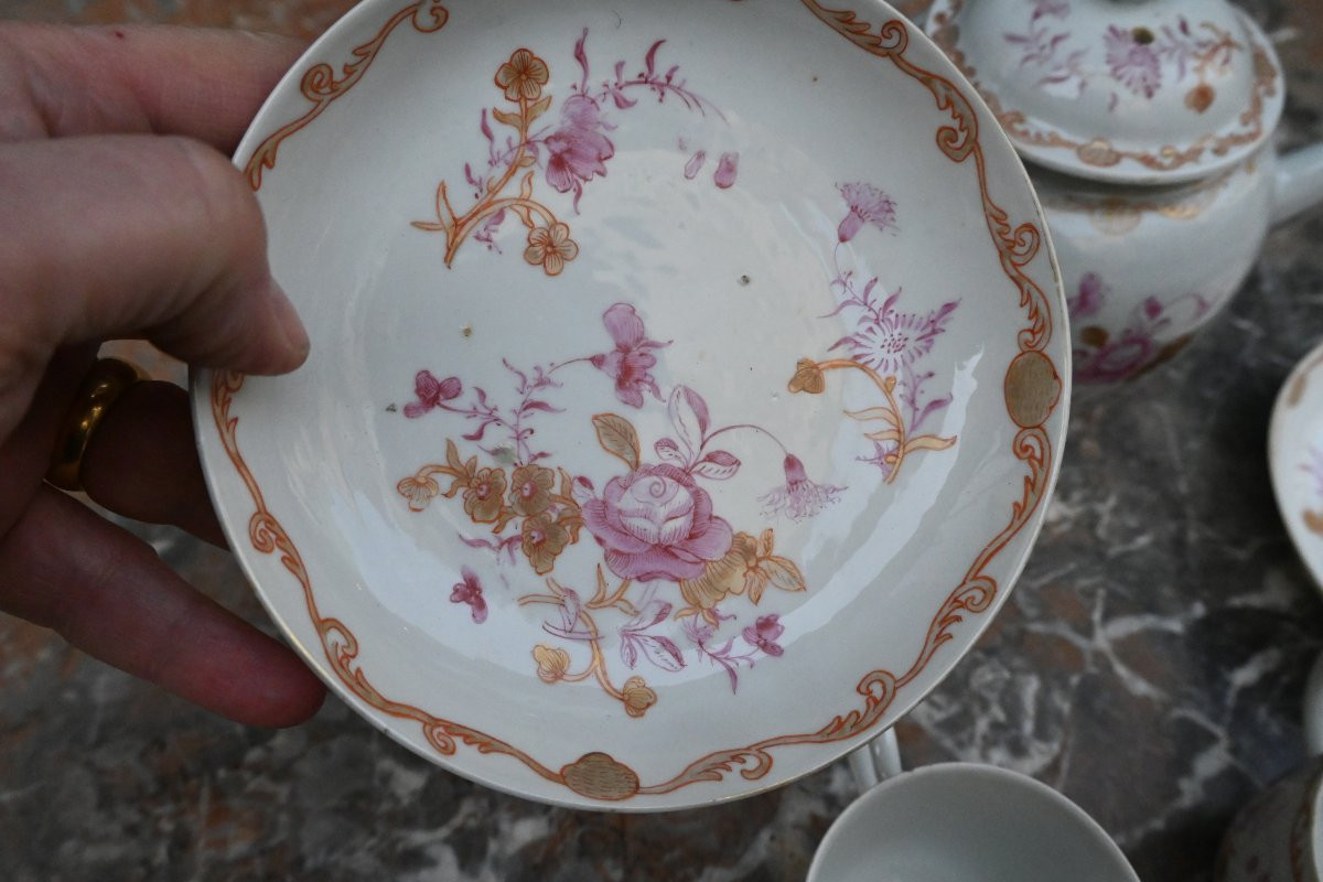 East India Company, Famille Rose Tête-à-tête Porcelain, 18th Century-photo-4