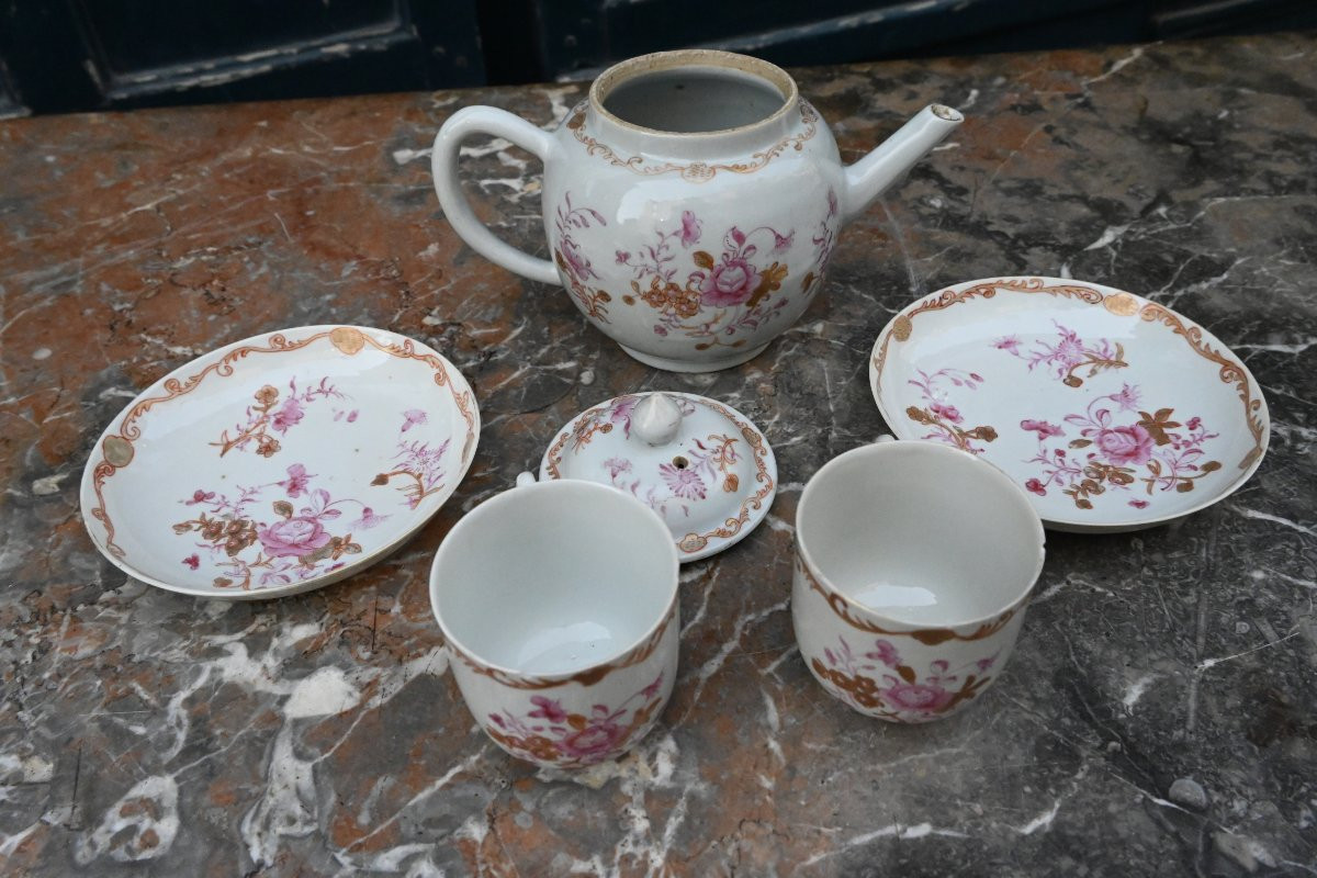 East India Company, Famille Rose Tête-à-tête Porcelain, 18th Century-photo-1