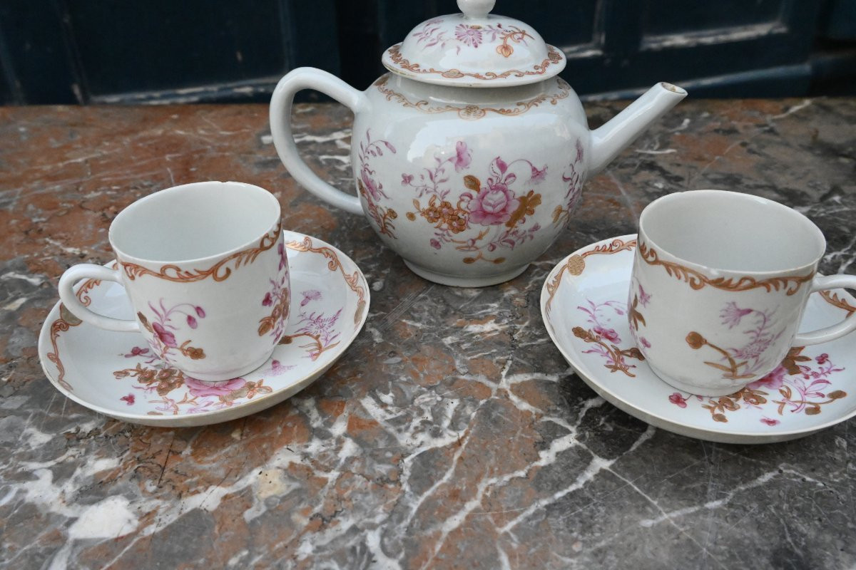 East India Company, Famille Rose Tête-à-tête Porcelain, 18th Century-photo-6