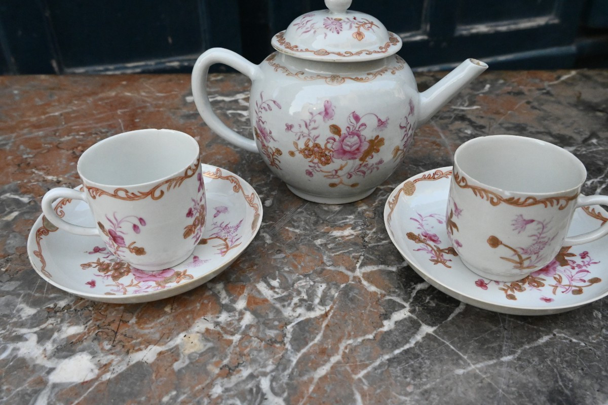 East India Company, Famille Rose Tête-à-tête Porcelain, 18th Century