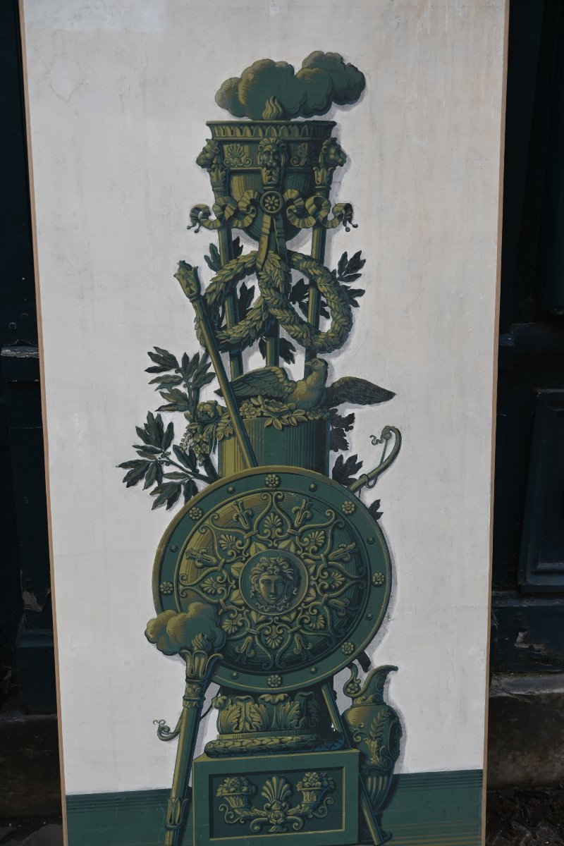 Paire de panneaux Empire XIX papier peint maison Zuber-photo-2