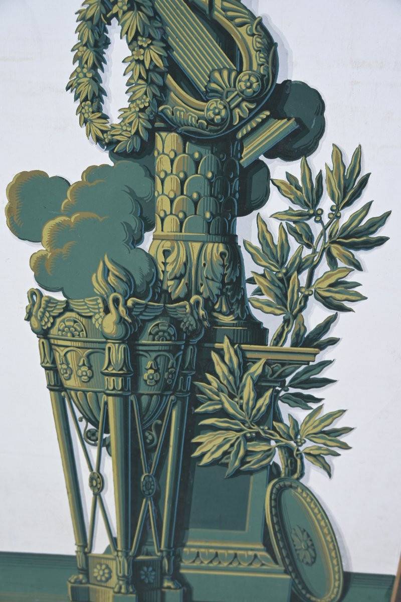 Paire de panneaux Empire XIX papier peint maison Zuber-photo-4