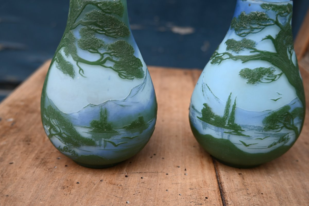 Pair Of Baluster Vases With Multi-layered Decoration, Signed By Desez-photo-5