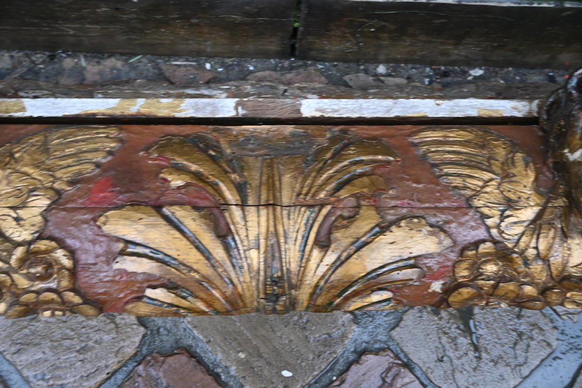 Carved And Polychrome Wood With Two Angel Heads From The Louis XIV Period-photo-4