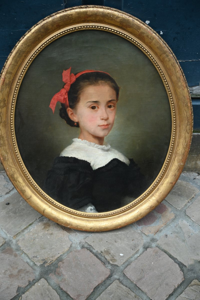 Charmant portrait de jeune fille du XIX signé de Melin-photo-2