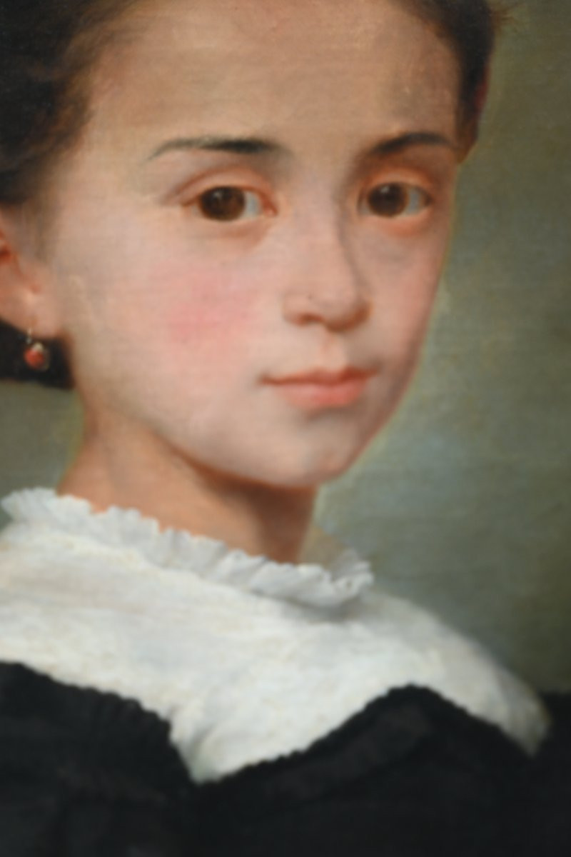 Charmant portrait de jeune fille du XIX signé de Melin-photo-1