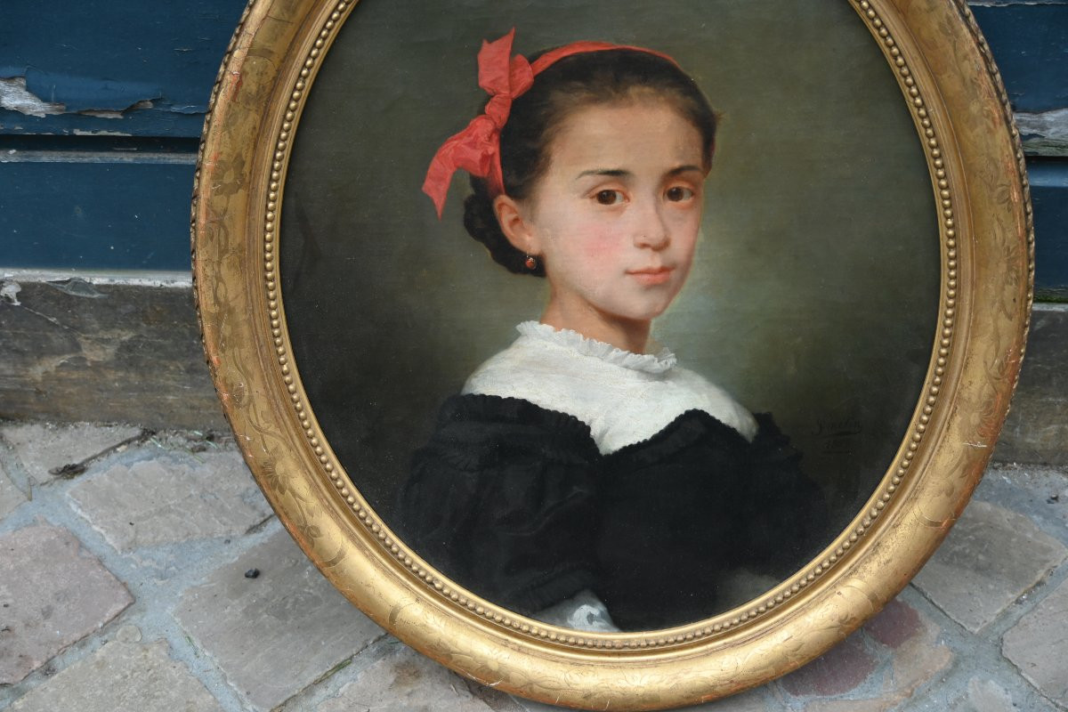 Charmant portrait de jeune fille du XIX signé de Melin-photo-4
