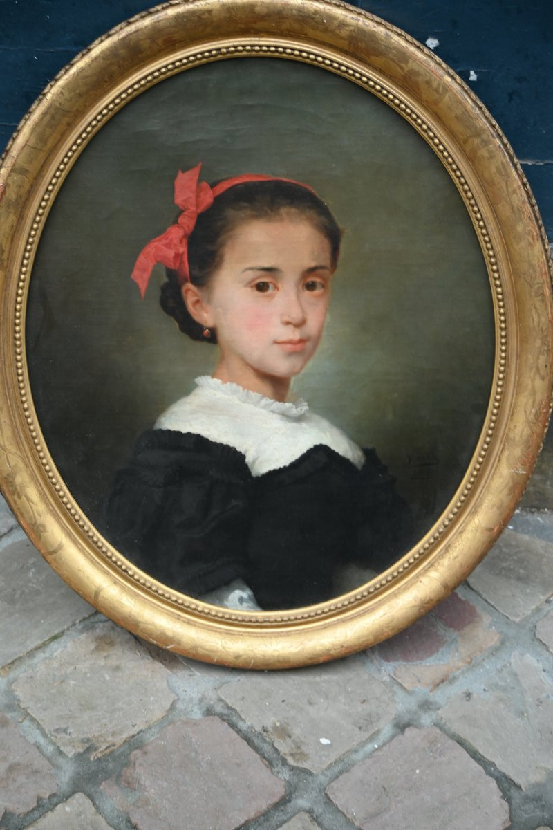 Charmant portrait de jeune fille du XIX signé de Melin-photo-6