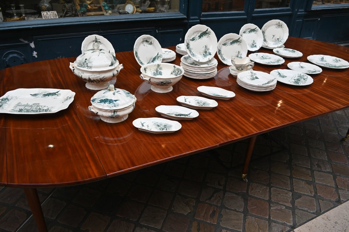 Chasse à courre  important service de table en faience de Sarguemine-photo-3