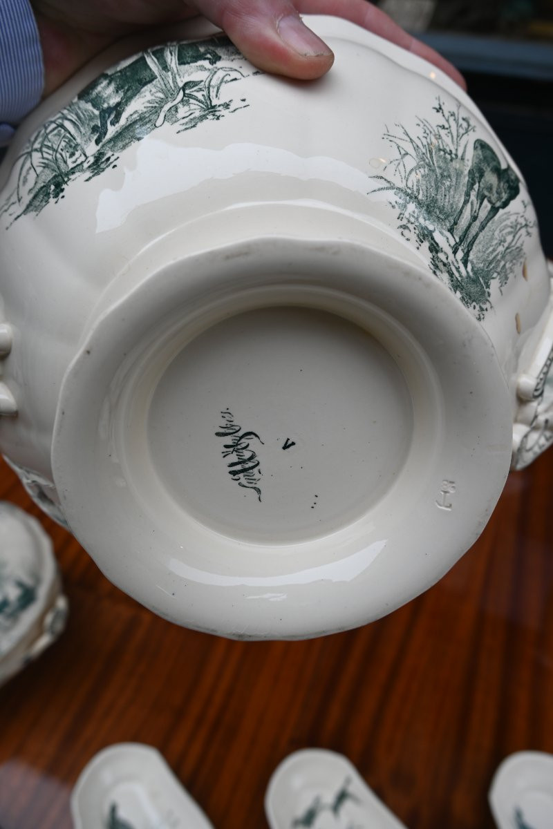 Chasse à courre  important service de table en faience de Sarguemine-photo-8