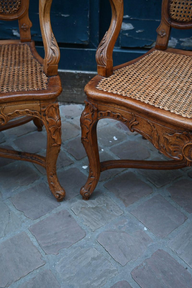 Paire de fauteuils cannés d époque Regence du XVIII-photo-1